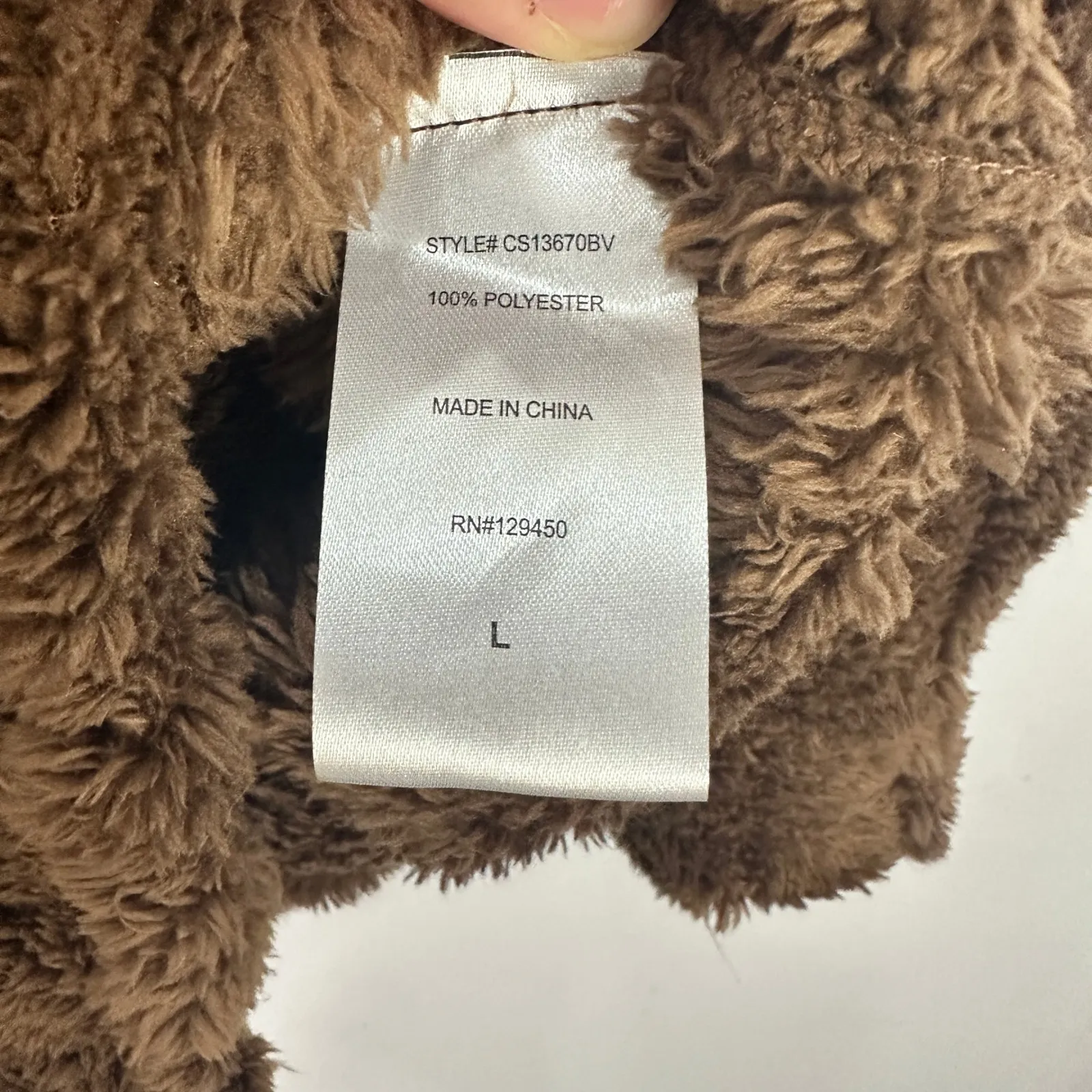 Como Blue Teddy Fleece Jacket Large Brown Cozy Earthy Granola Oversized NWT - Image 3