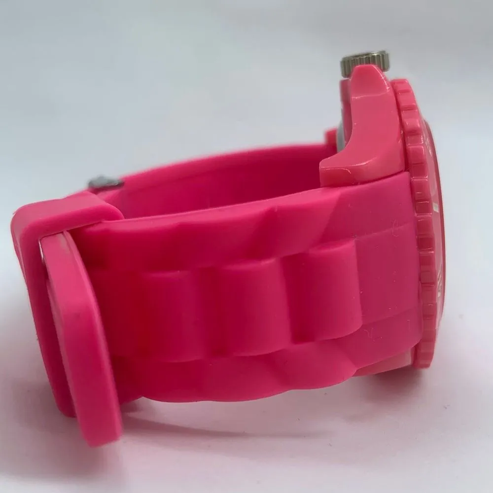 Kendall & James ladies large face 44mm pink dial silicone band w/battery - Image 5