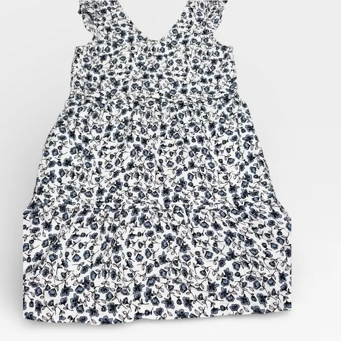 Lucky Brand Dress Womens XS Blue & White Floral Tiered Fit & Flare Mini - Image 4