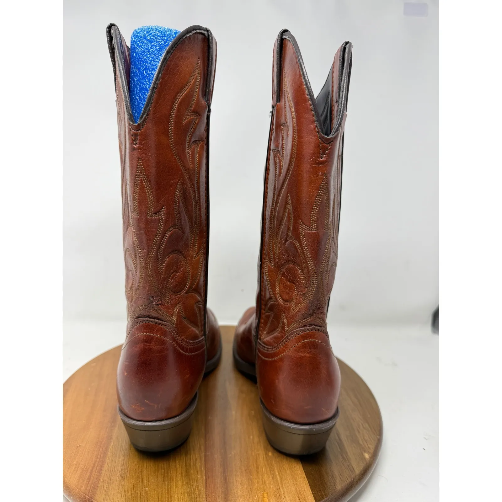 Laredo Women's Western Cowboy Boots Brown Leather Stitching Square Toe Size 7.5B - Image 7