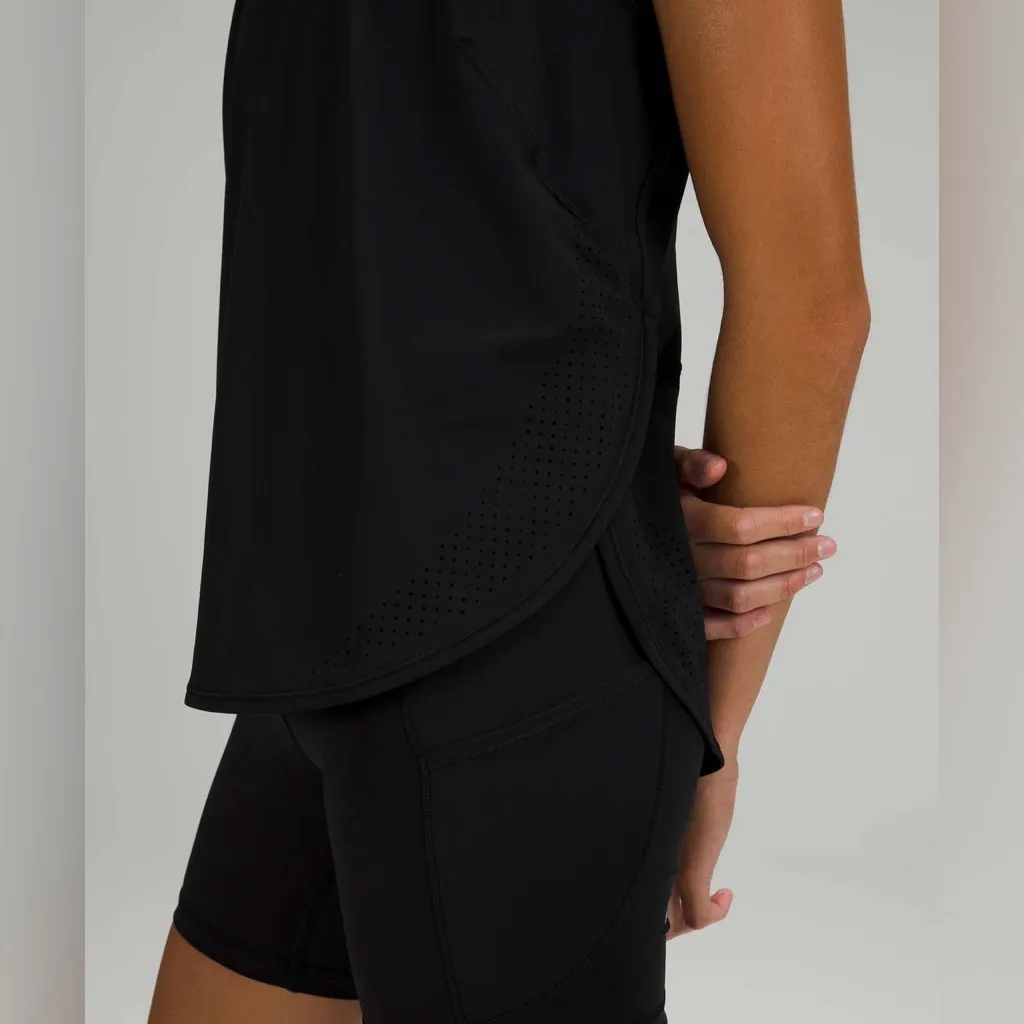 LULULEMON High Neck Split Hem Run Tank Top in Black Size 8 ?? - Image 8