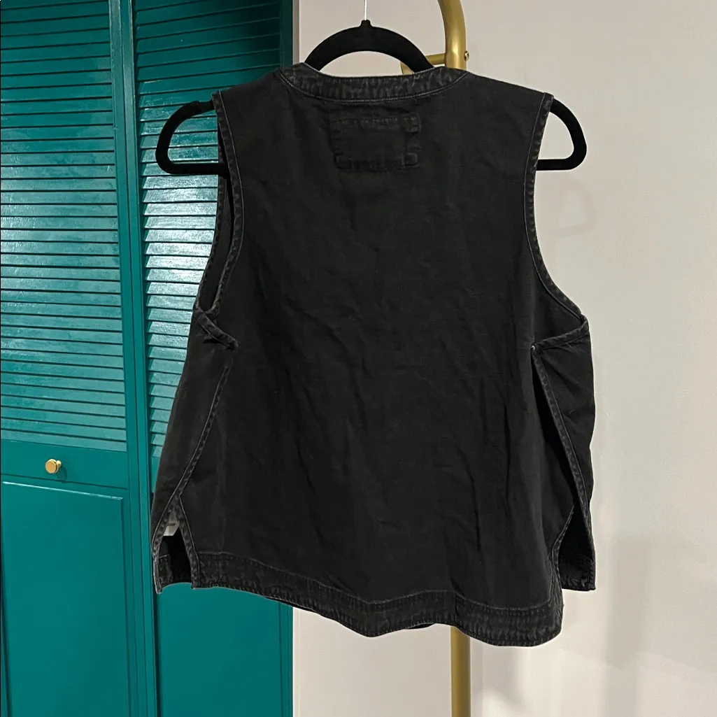 Free People NWT We the Free Black Denim Southside Vest in Washed Black - xs - Image 4