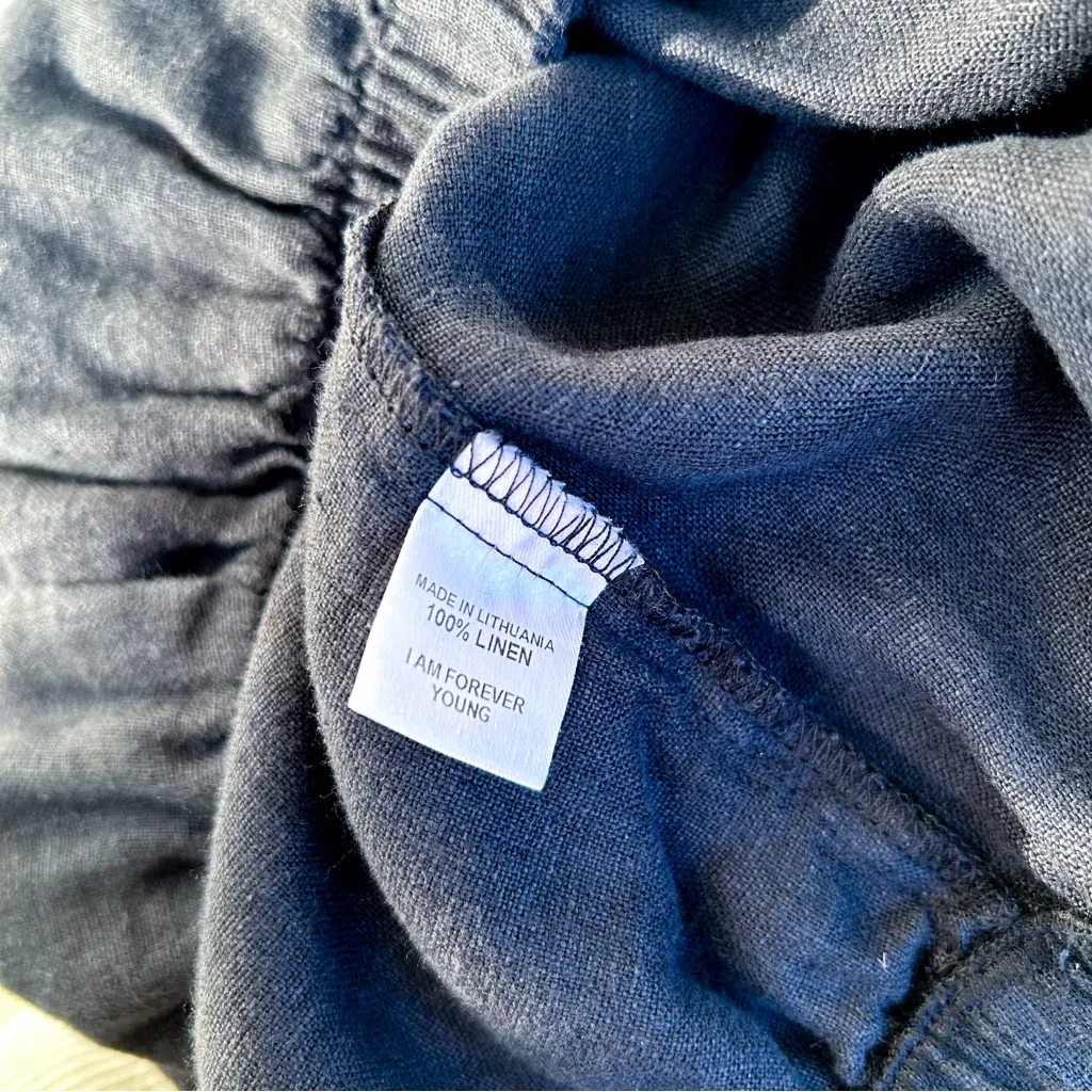 Flax Pull-On Linen Pants Medium Black - Image 2