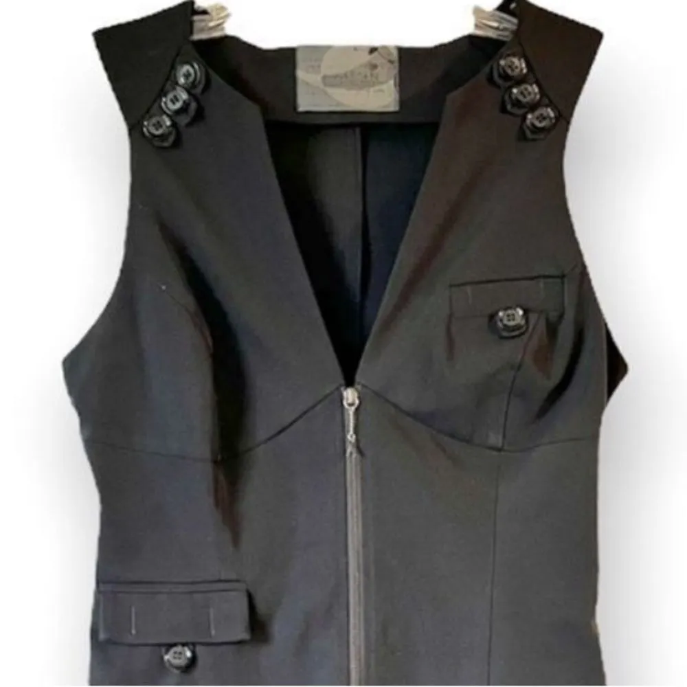 AnnaRita N Office Siren Black Sleeveless Half Zip MIDI Dress Size 8 - Image 2