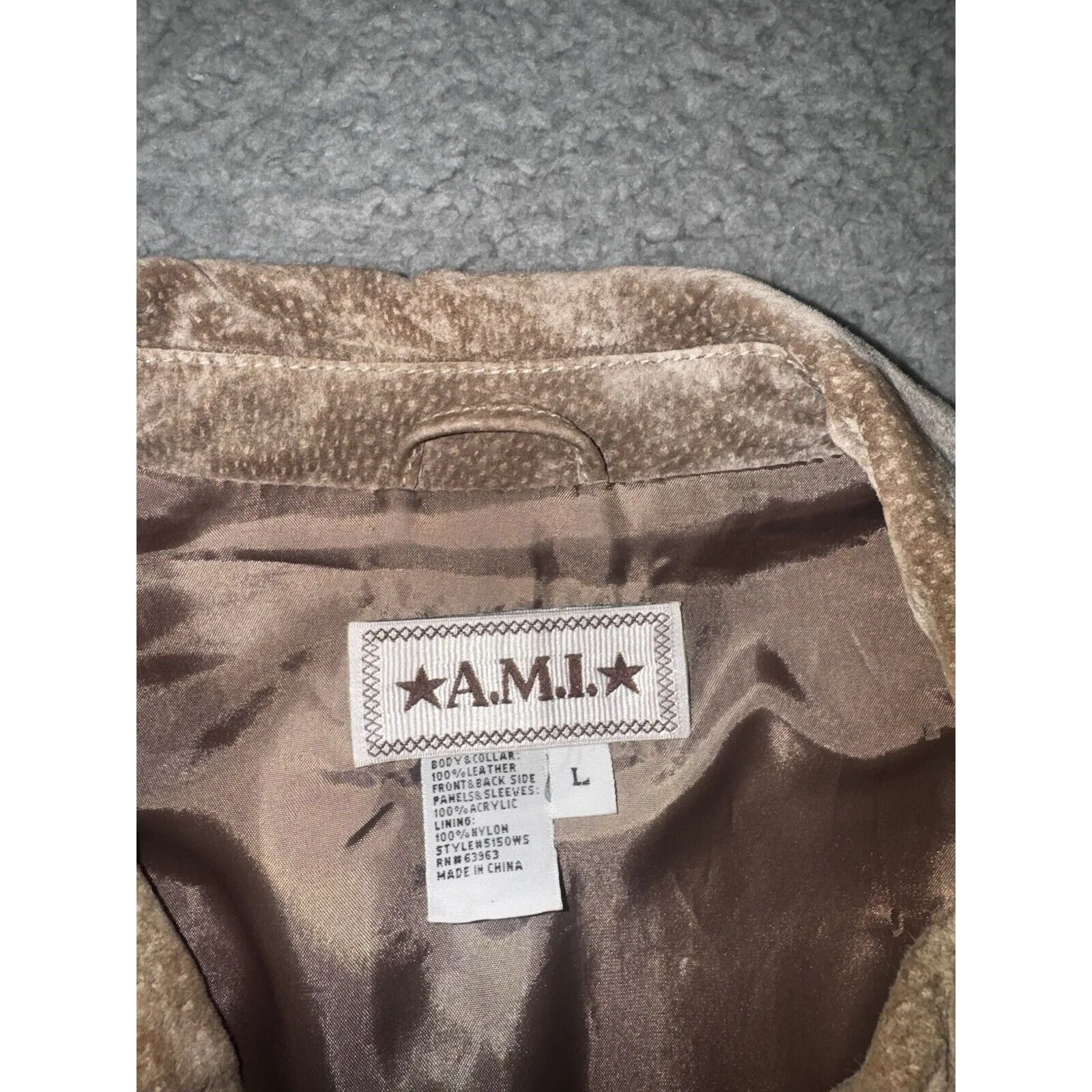Vintage Ami‎ Leather Suede Jacket Women Large Full Zip Brown - Image 7