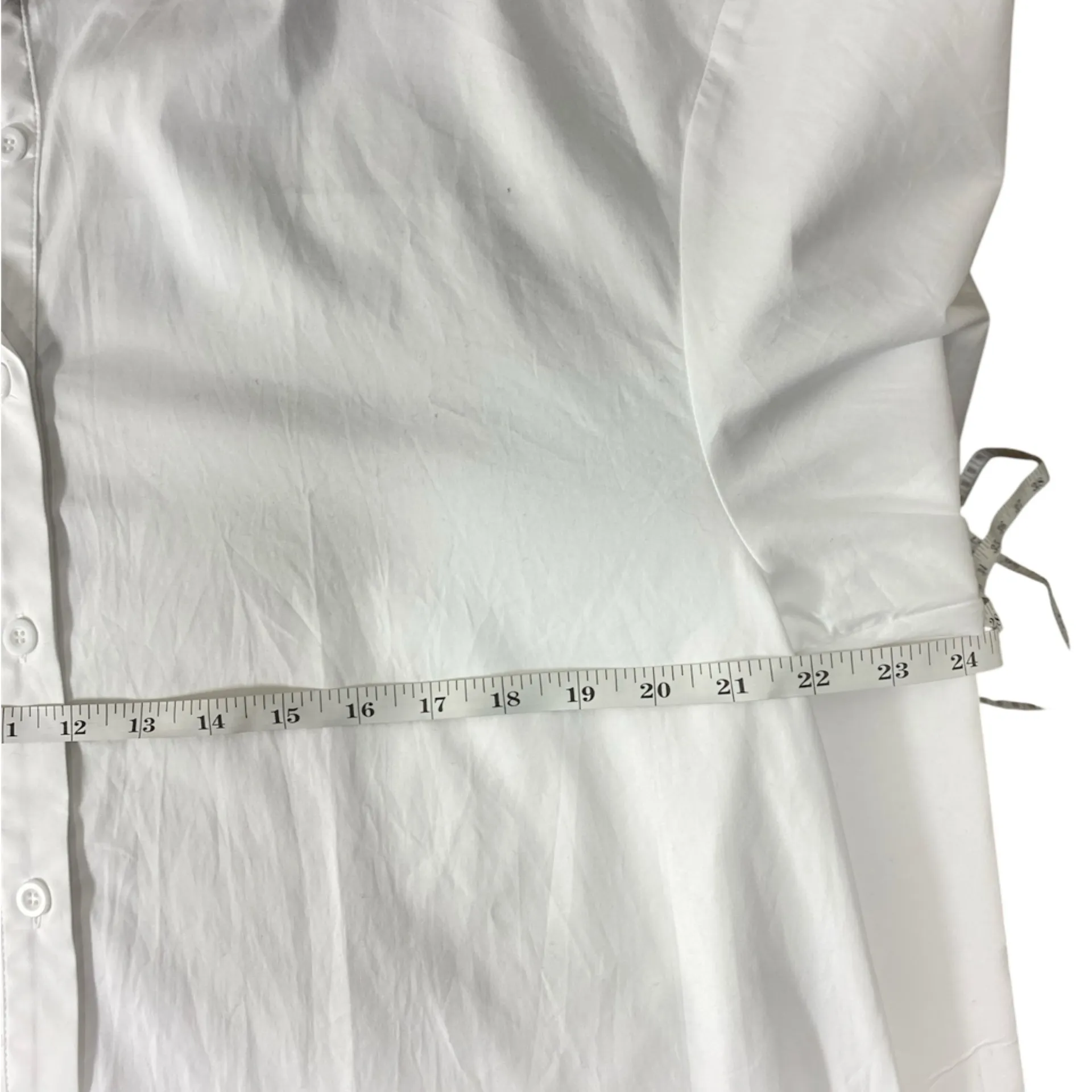 LYANER Women's M White Casual Cotton Collar V Neck Button Down Loose Shirt Dress Size M - Image 6