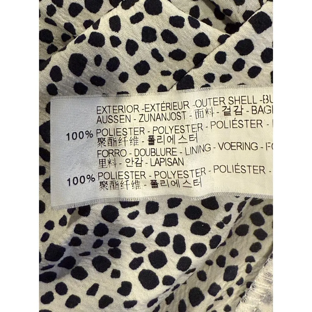 Zara Animal Polka Dot Black White Open Tie Back Shorts Romper 1/2 Sleeve XS - Image 9