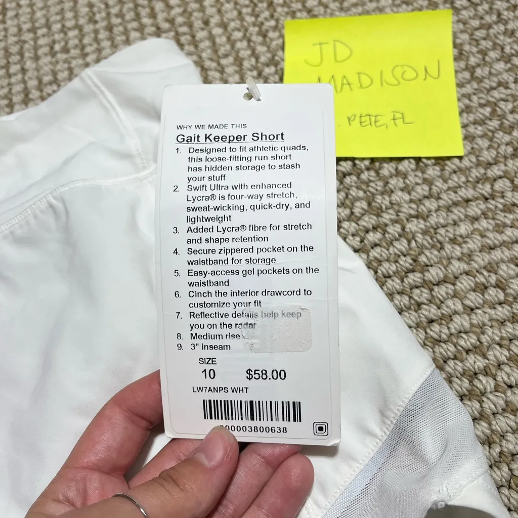 Lululemon Gait Keeper Short White NWT - Image 4