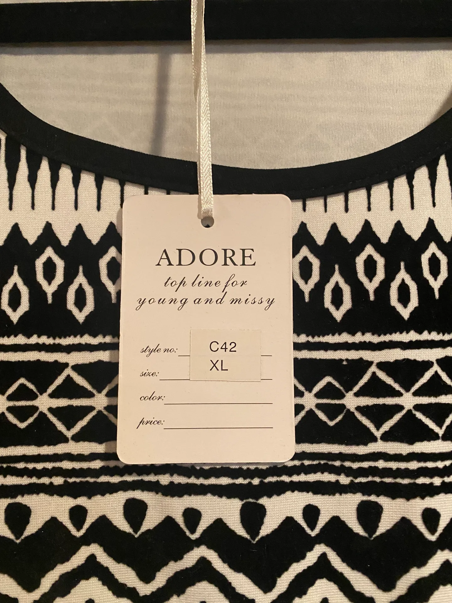 Adore Black And White Printed Dress Size XL - Image 5