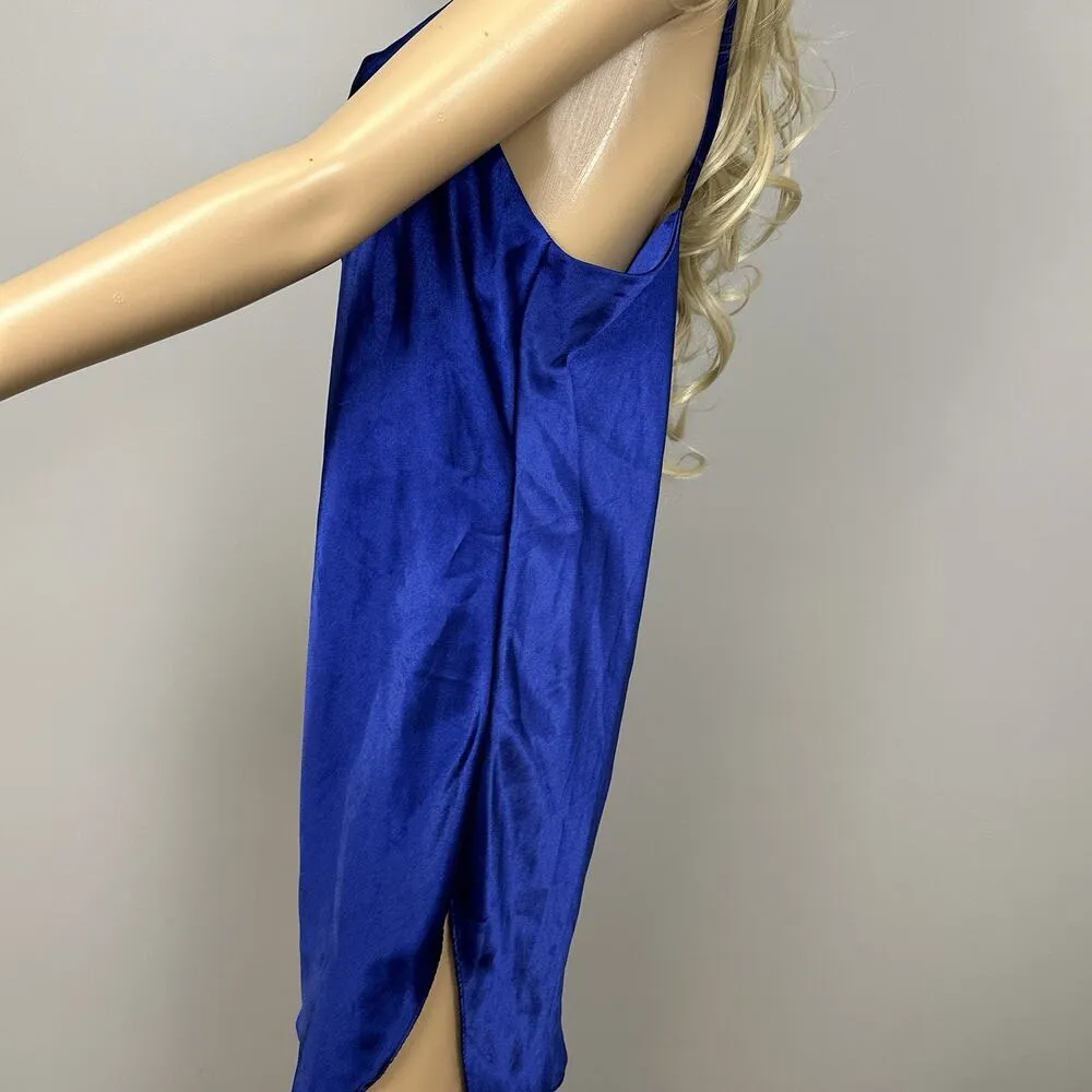 Vintage Barbizon Blue Satin Chemise Slip Dress Size Large Shiny Silky Nighty - Image 5