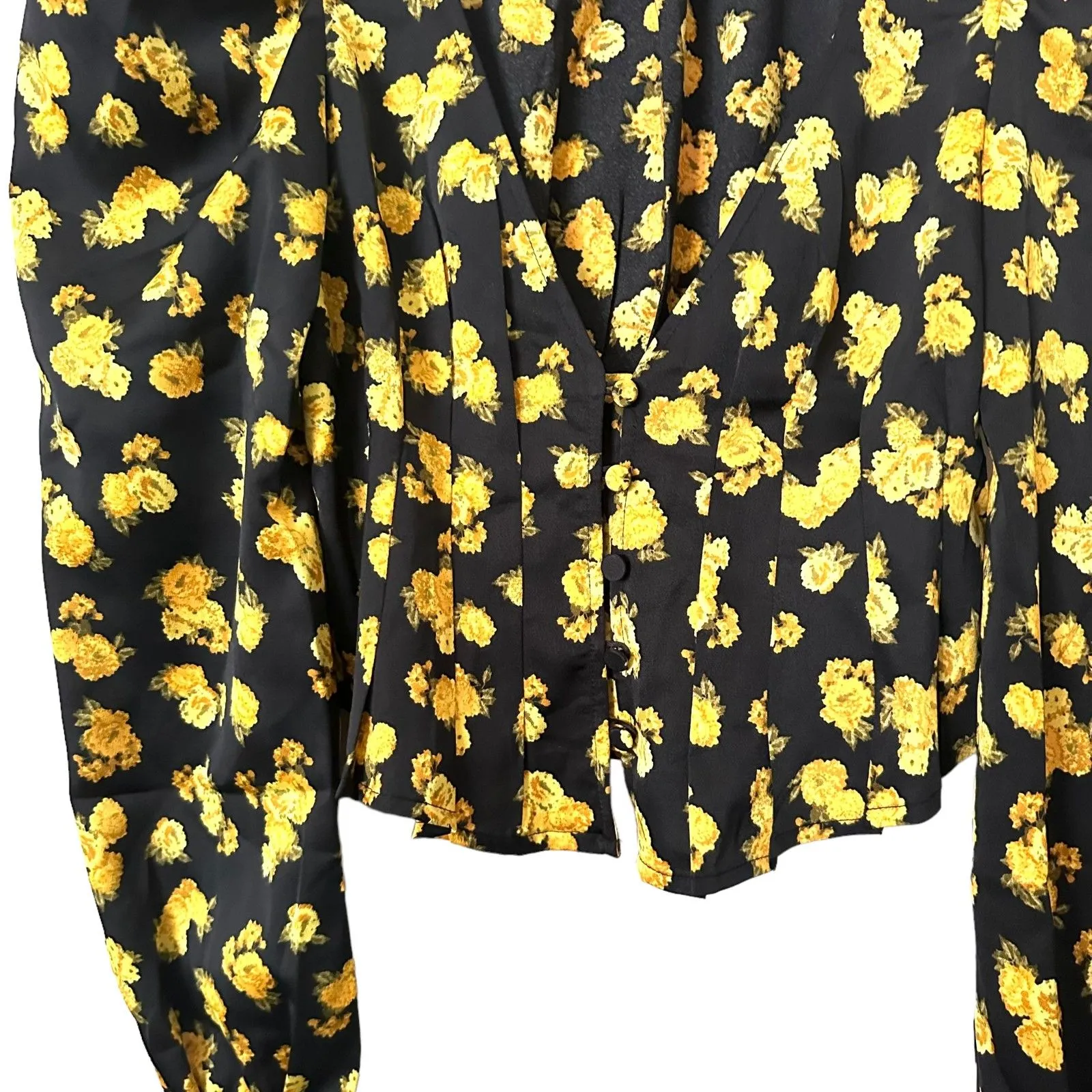 FOR LOVE & LEMONS Elisa Marigold‎ Pleated Blouse Sz XS - Image 6