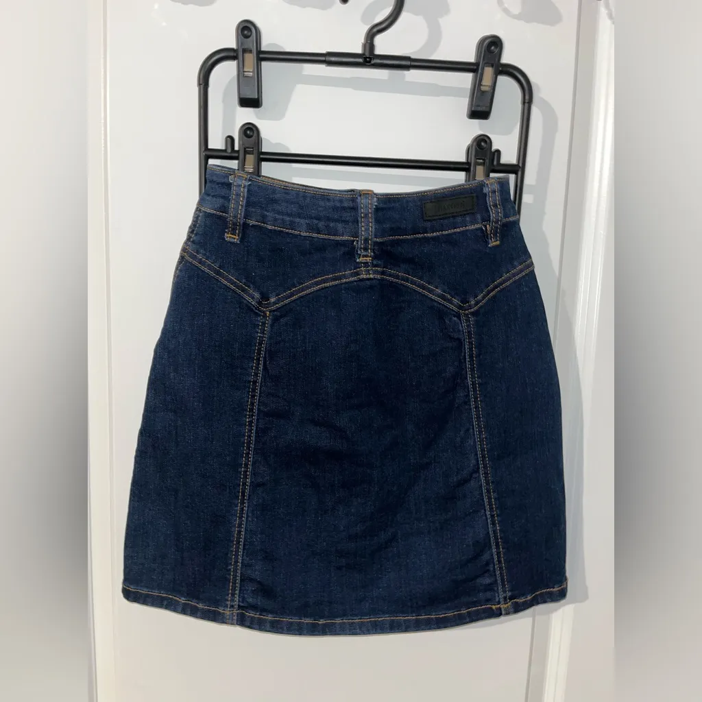 Blank NYC Blue A-Line Jean Skirt Snap Buttons Rodeo Western Chic Cotton Rayon 24 - Image 8