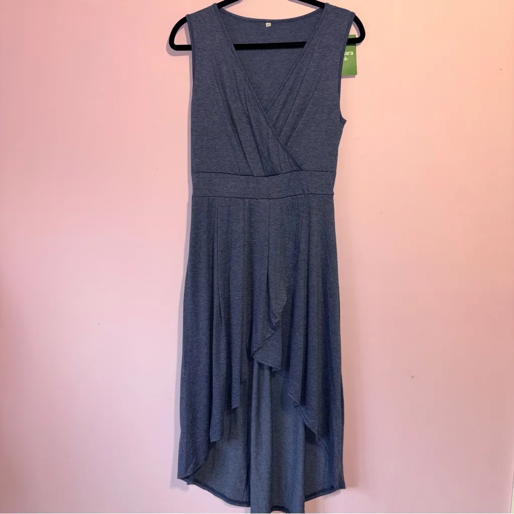 NEW Halara Sleeveless High Low Crossover Hem Flowy Midi Casual Dress Women M - Image 2