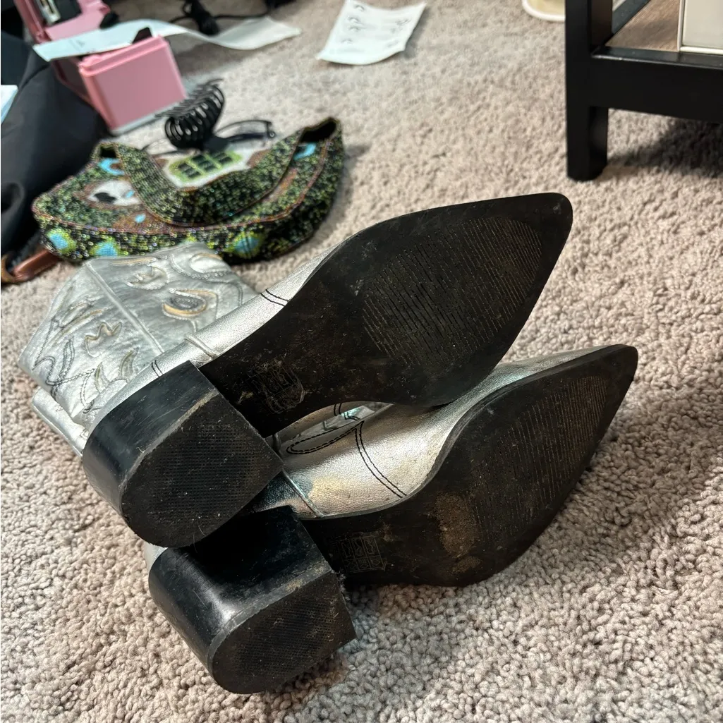 Princess Polly Rosewood Boots Silver Western-Style Women's cowgirl cowboy Boots - Image 3