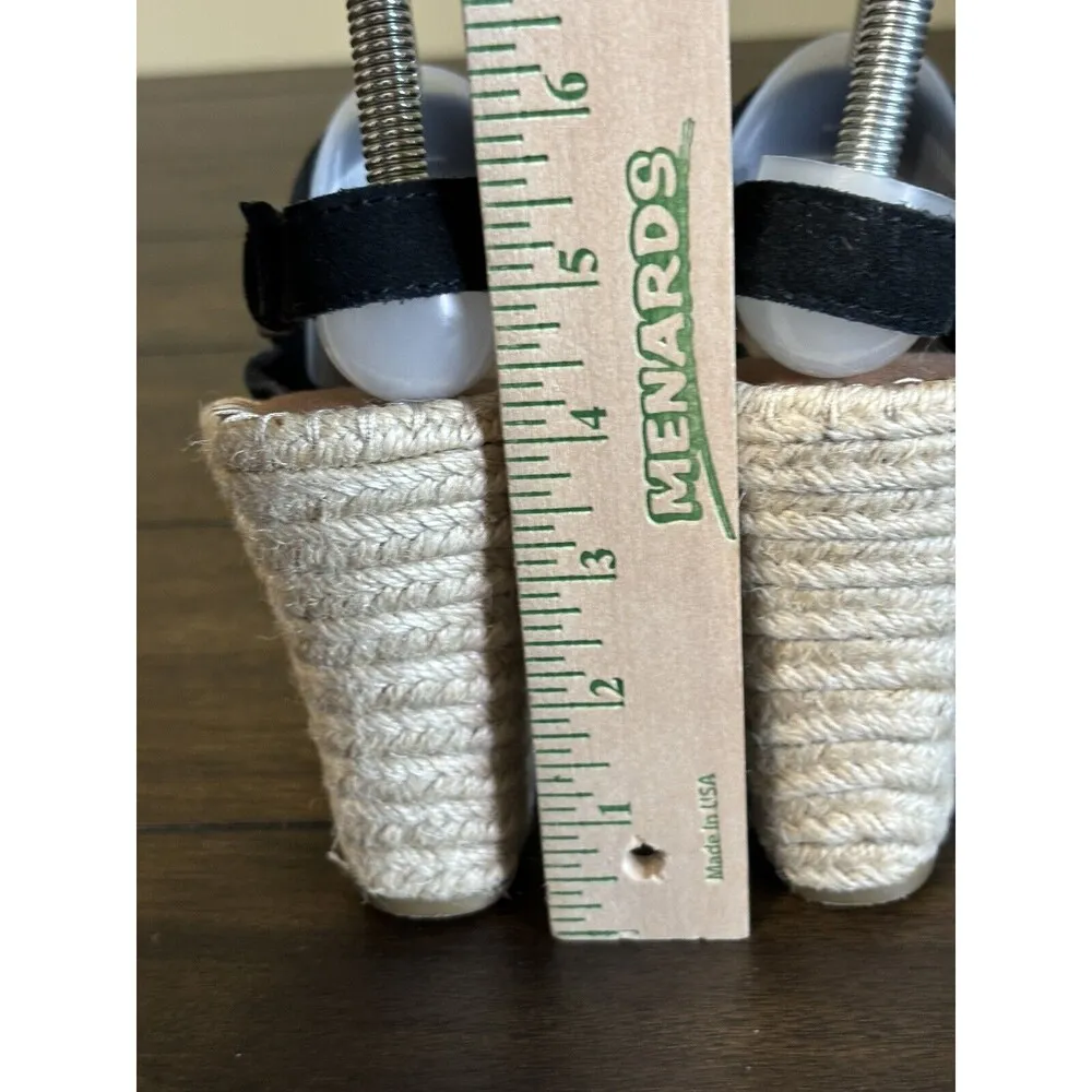 TOMS Womens Size 11 Monica Black Suede Leather Espadrilles Wedges Slingback - Image 5