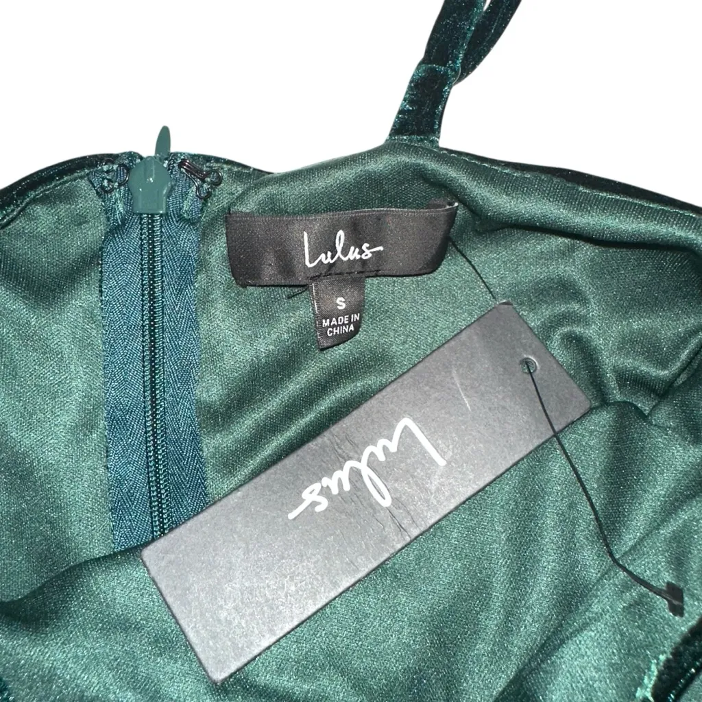 NWT Lulu's Fringe For Life Velvet Green One Shoulder Fringe Dress SMALL - Image 5