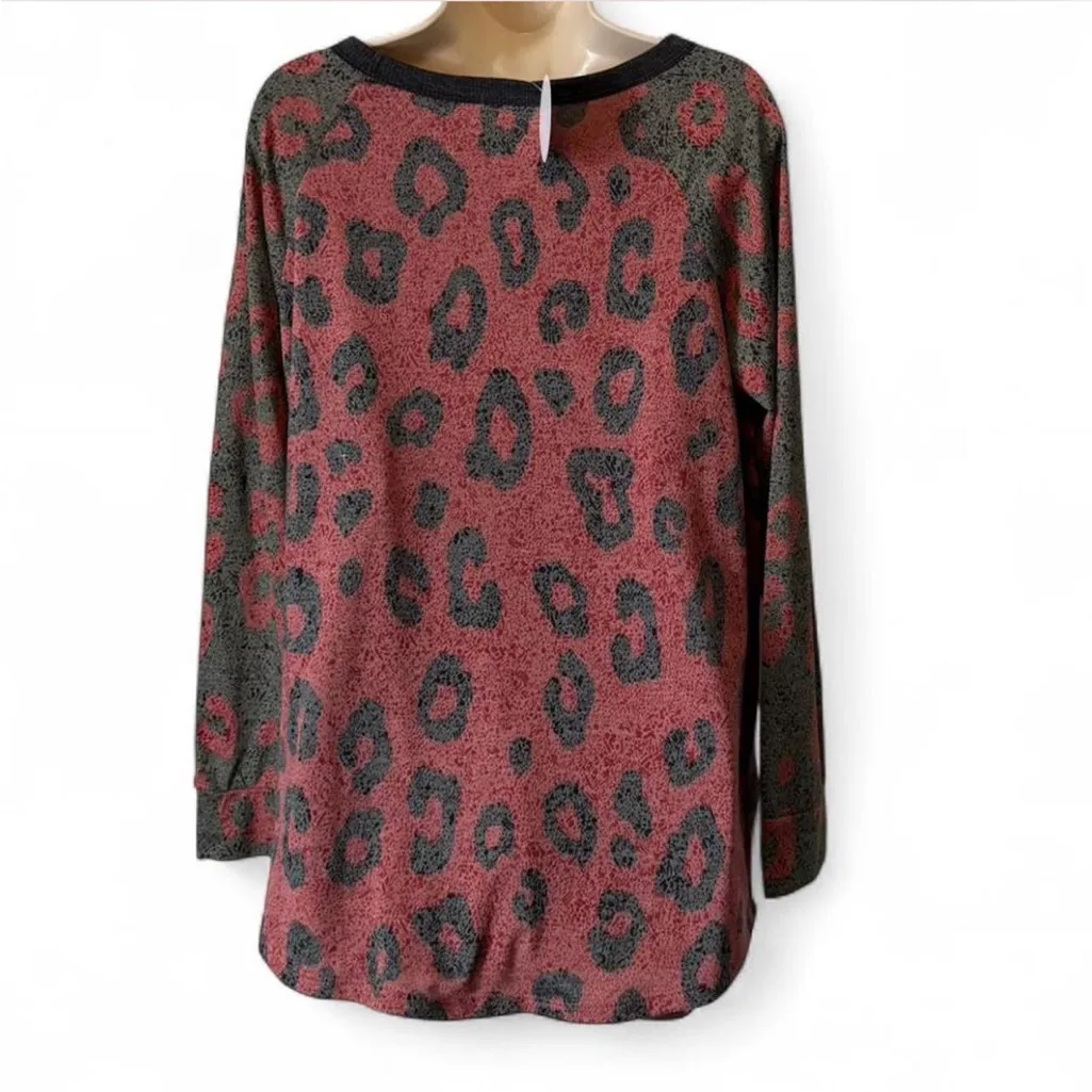 ‎Cheetah Print Raglan Top Pink Size L - Image 4