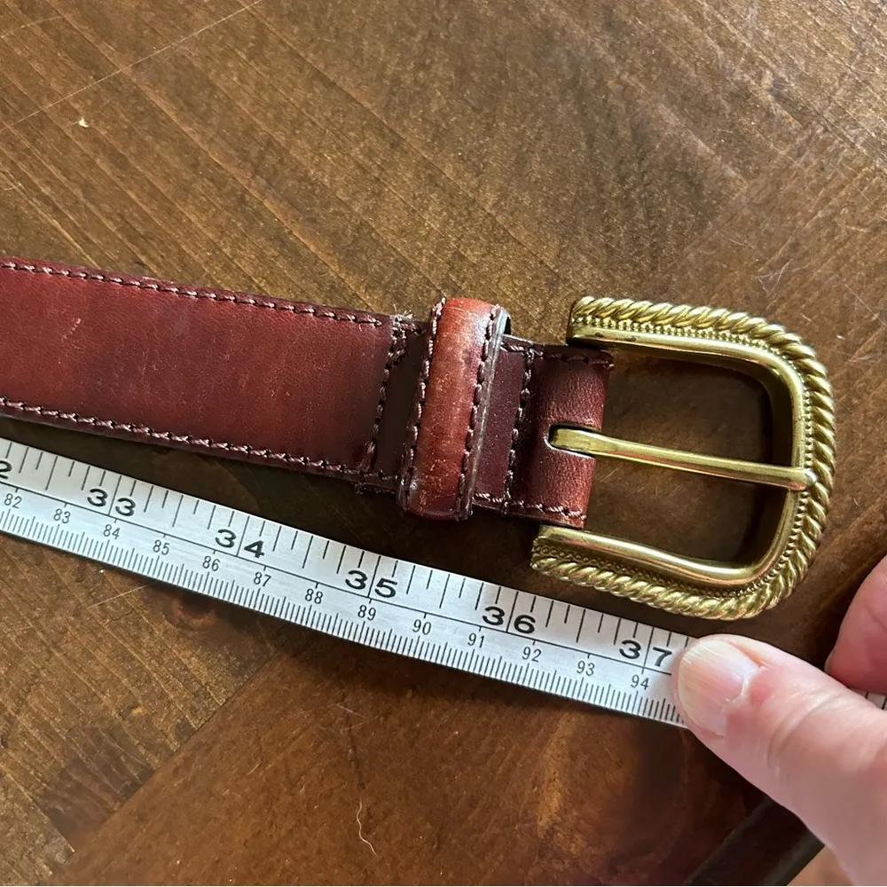 Fossil Gold Metal Brown Leather Belt. Size Medium. - Image 7