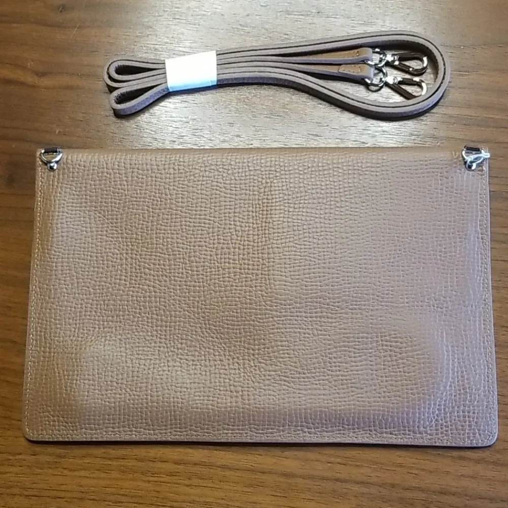 💕LANCASTER PARIS💕 Leather Envelope Clutch Xbody Brown - Image 3