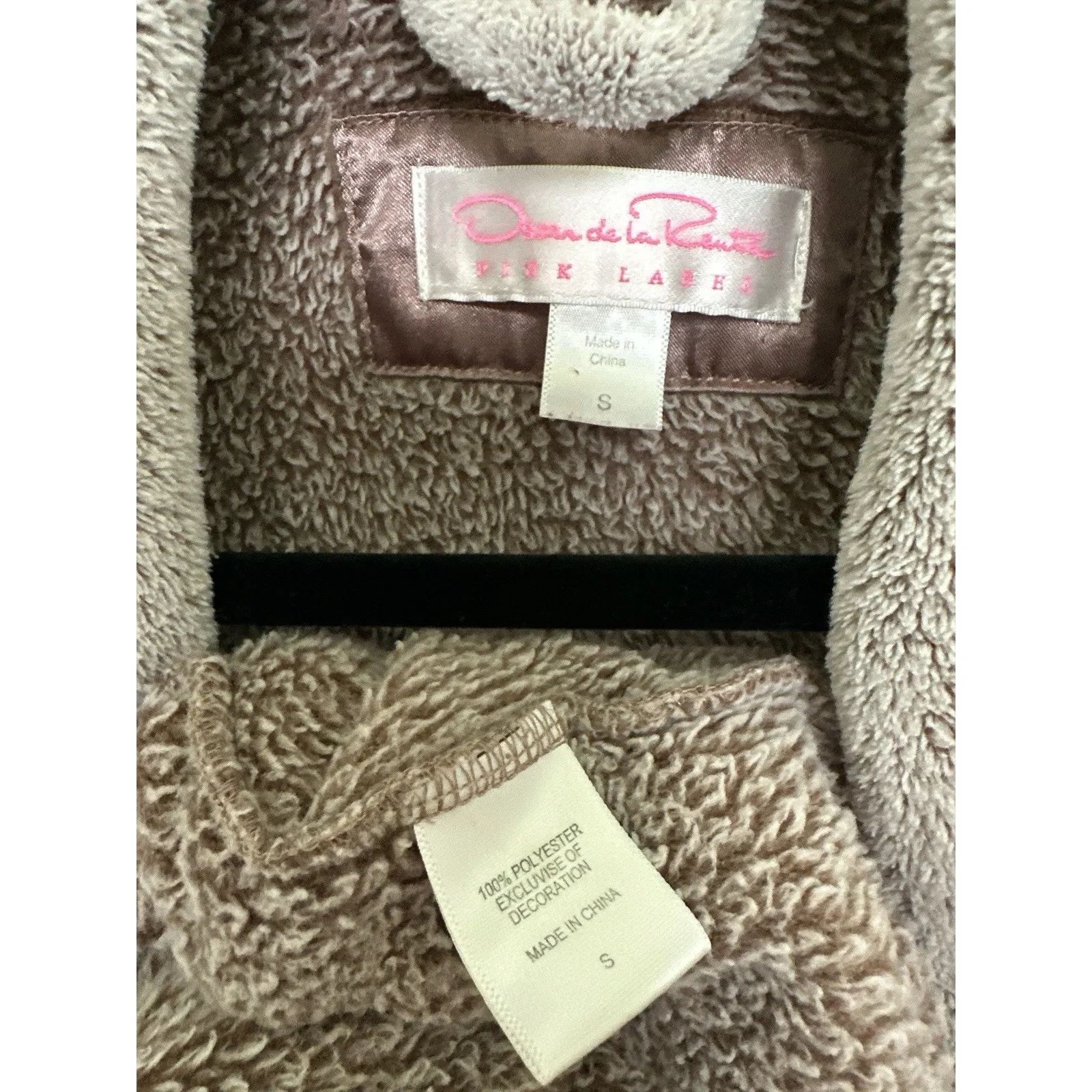 Oscar de la Renta Pink Label Robe Soft Fuzzy Belted Pockets Long Sleeve Size S - Image 7