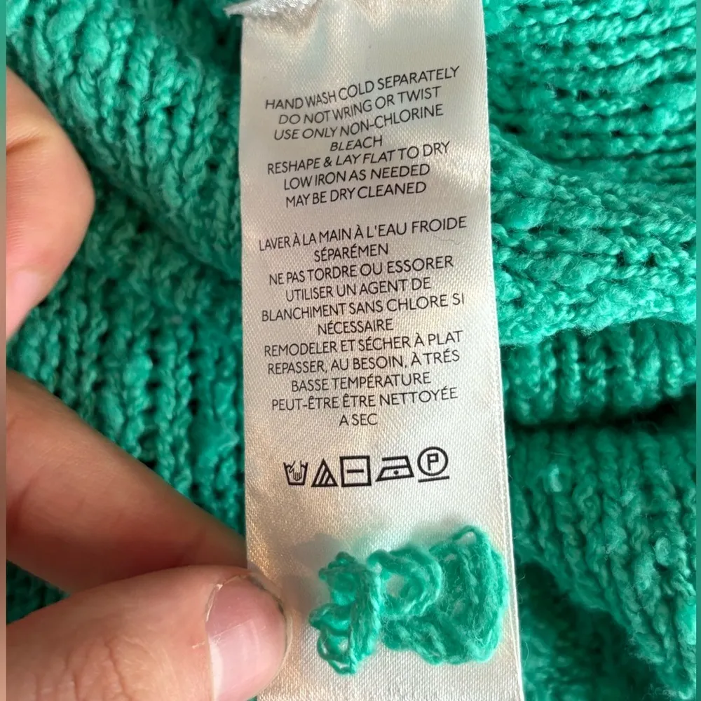 Anthropologie Pilcro Green Oversize V Neck Knit Cotton Textured Sweater Size Xs - Image 11