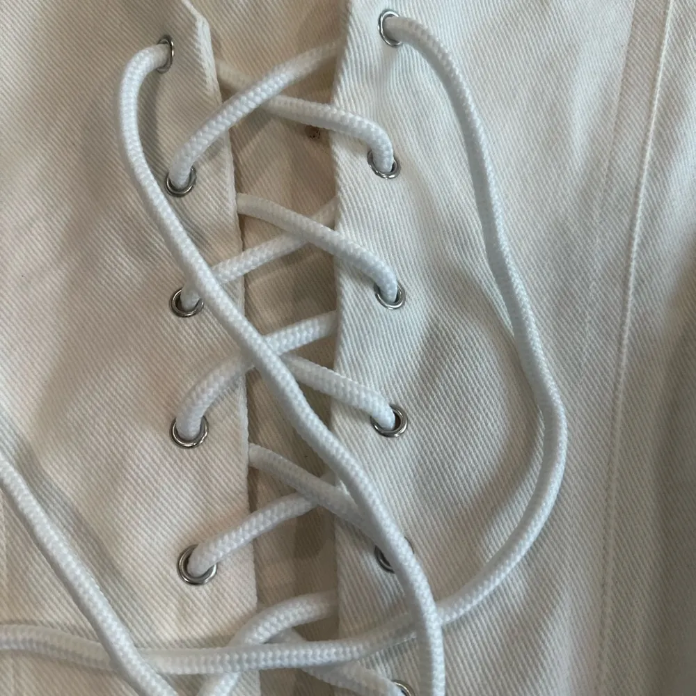 Huelley Rose White Denim Lace Up Corset Size Medium In Pristine Condition - Image 2
