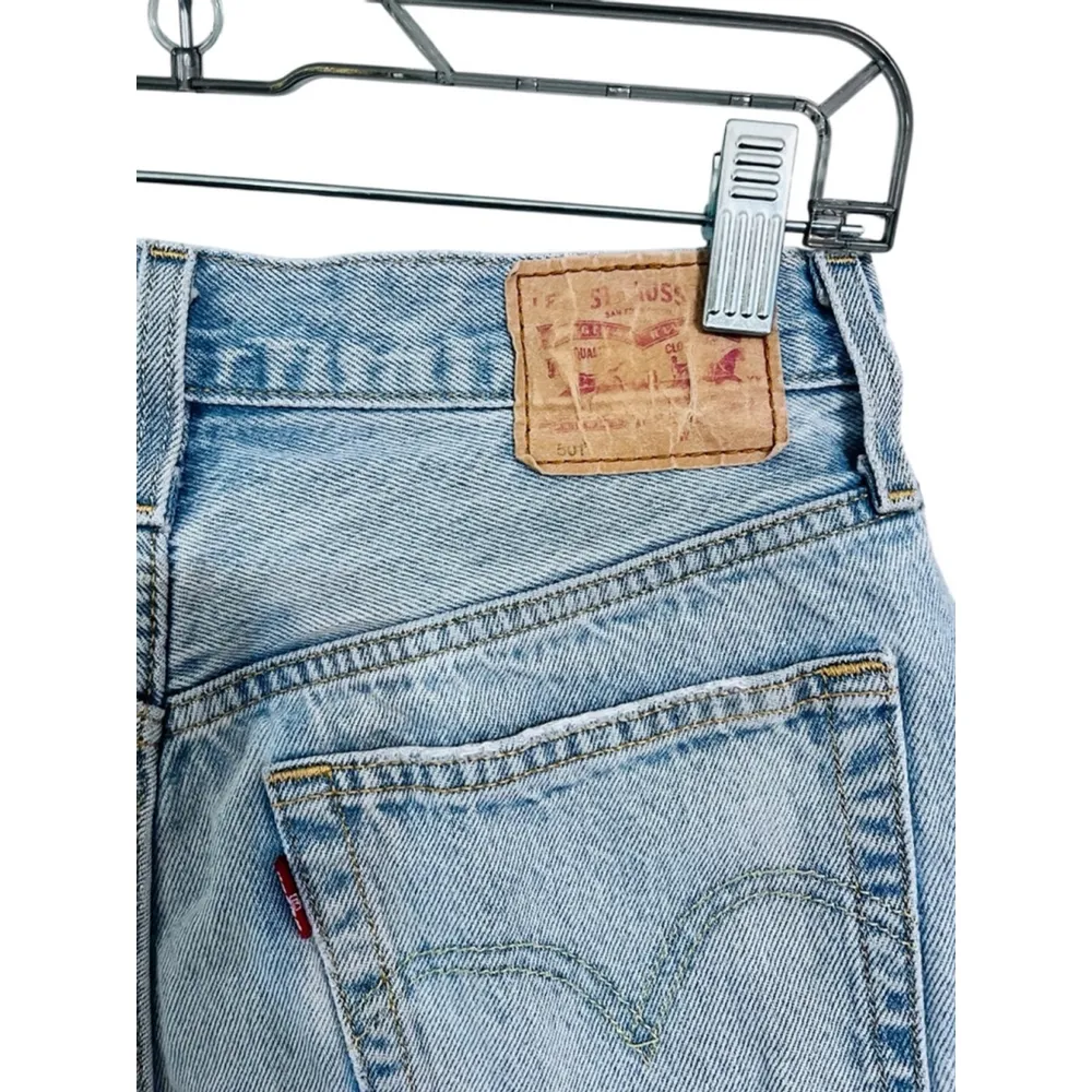 Levi Strauss 501 Distressed Denim Jeans Shorts Size 27" Blue Boho Western Casual - Image 6