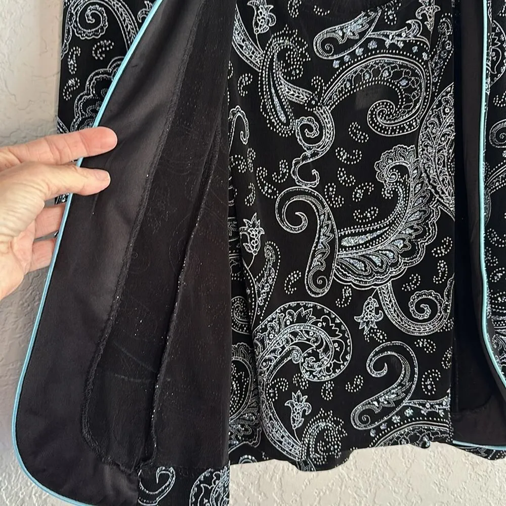 Alex Evenings Set Paisley Jacket Tank Top Set Glitter Black Wedding Formal Party - Image 6