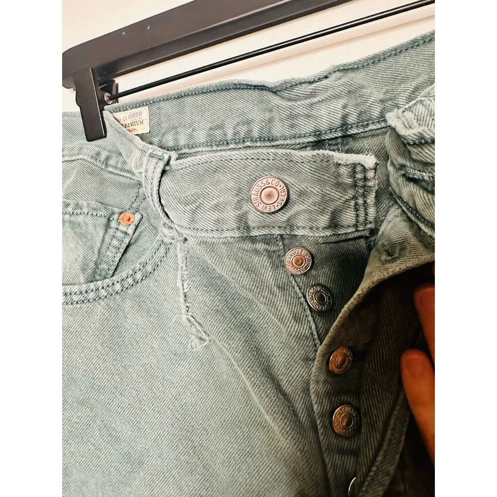 Levi's Premium 501 Original Green Misty Silver Pine Cropped Jeans Size W31 L26 - Image 13