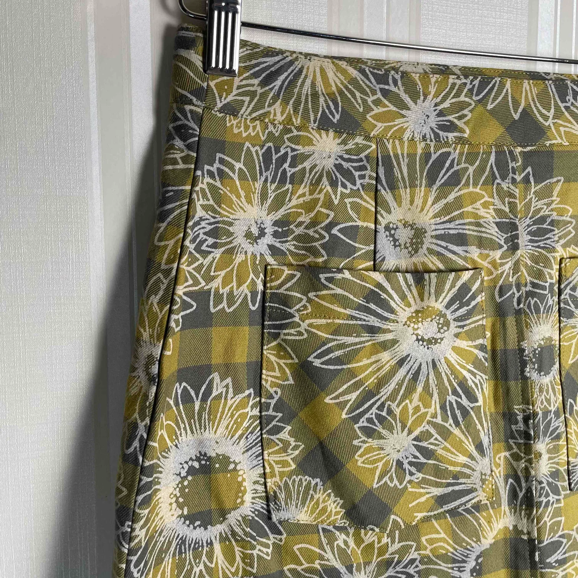 New‎ Urban Outfitters Womens Floral Gingham Pleated Academia A-Line Mini Skirt S - Image 6