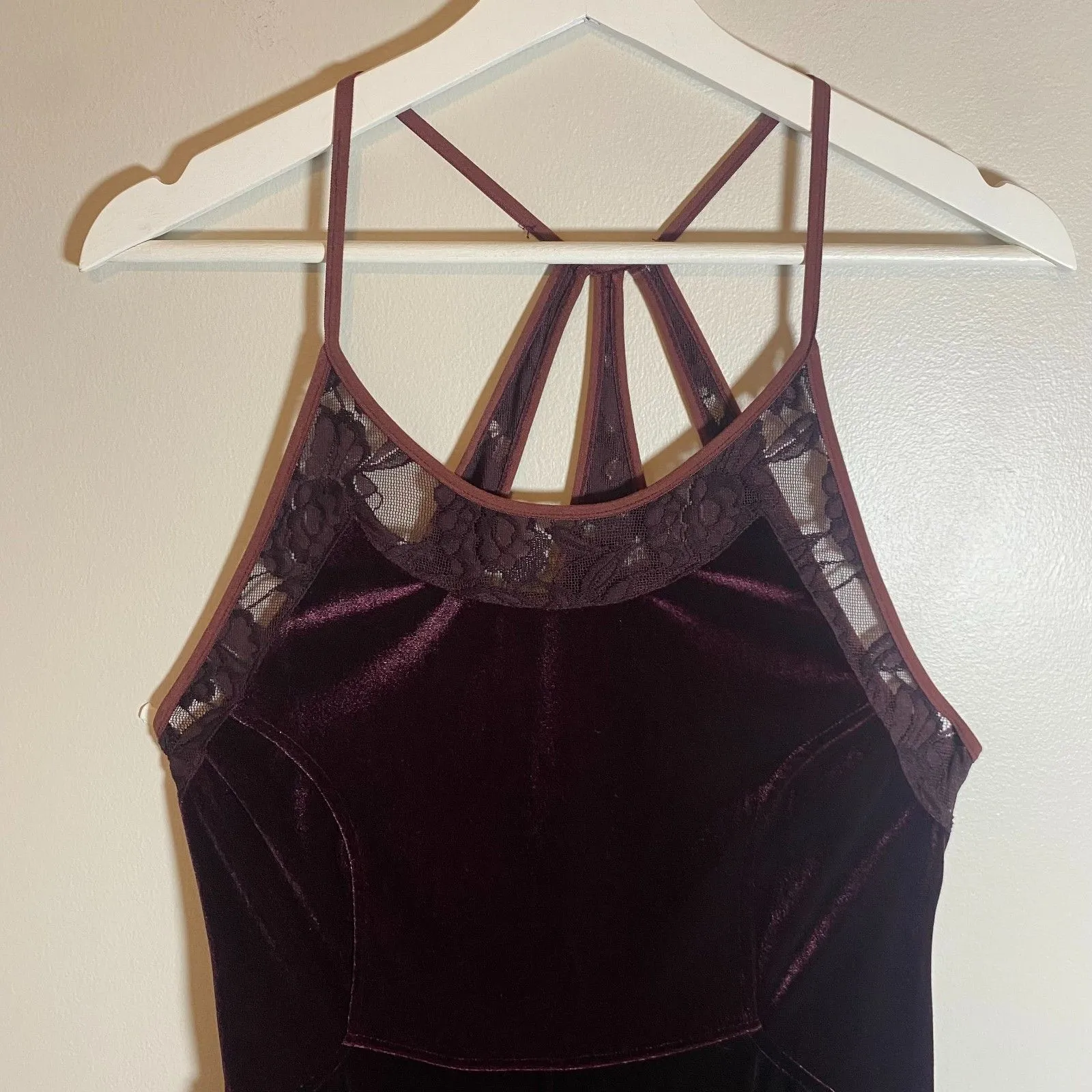 Free People Velvet Dress Women's Size L Burgundy Cocktail Party Holiday Evening - Image 5