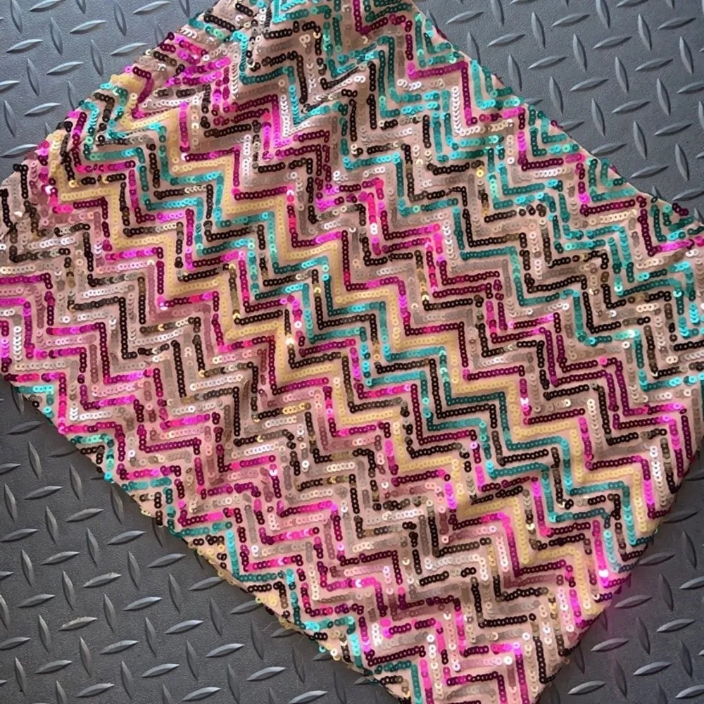 Sequin printed skirt colorful mini skirt Barbie preppy printed $68 holiday Orange Size M - Image 3