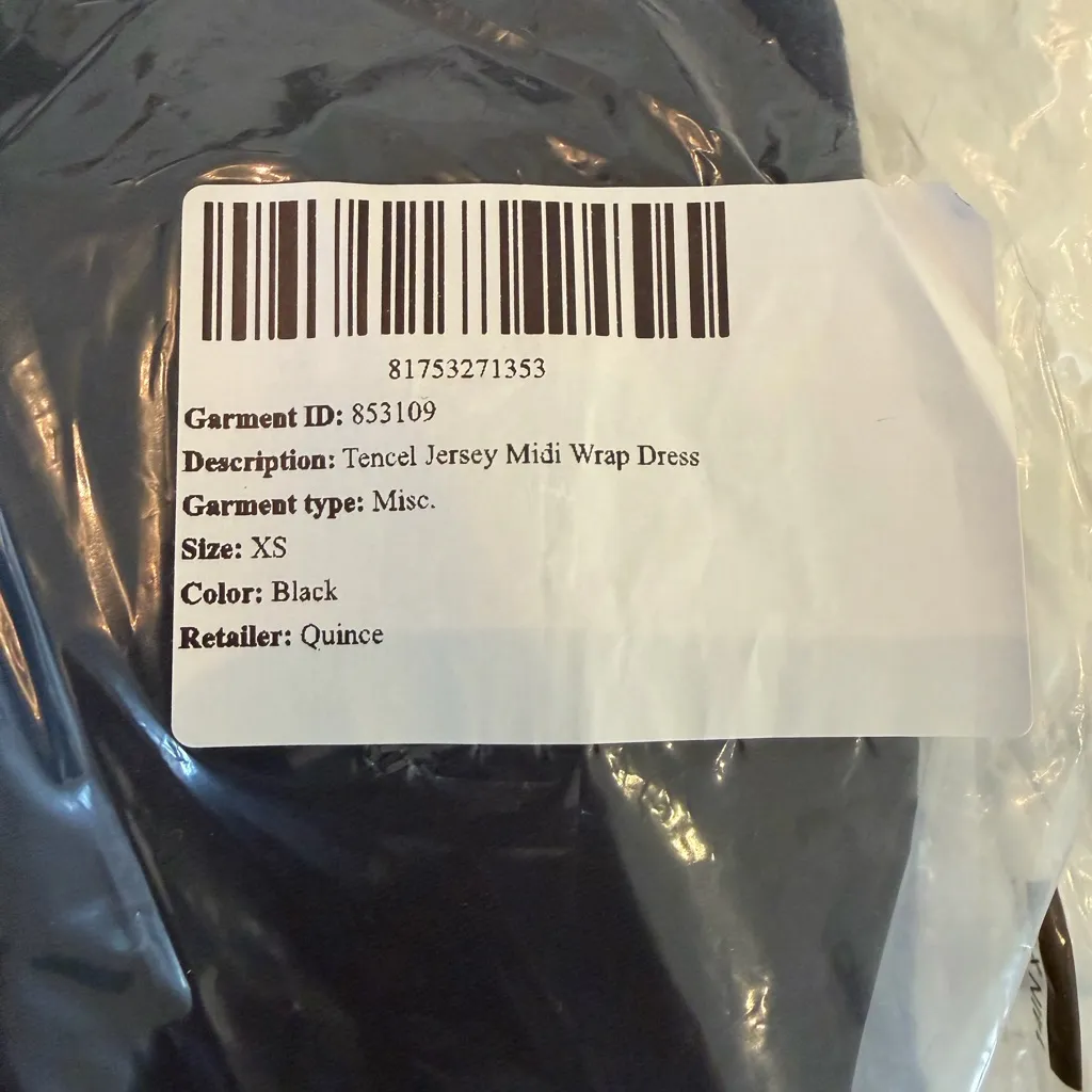 NWT Quince Black Tencel Jersey Midi Wrap Dress Sz XS - Image 2