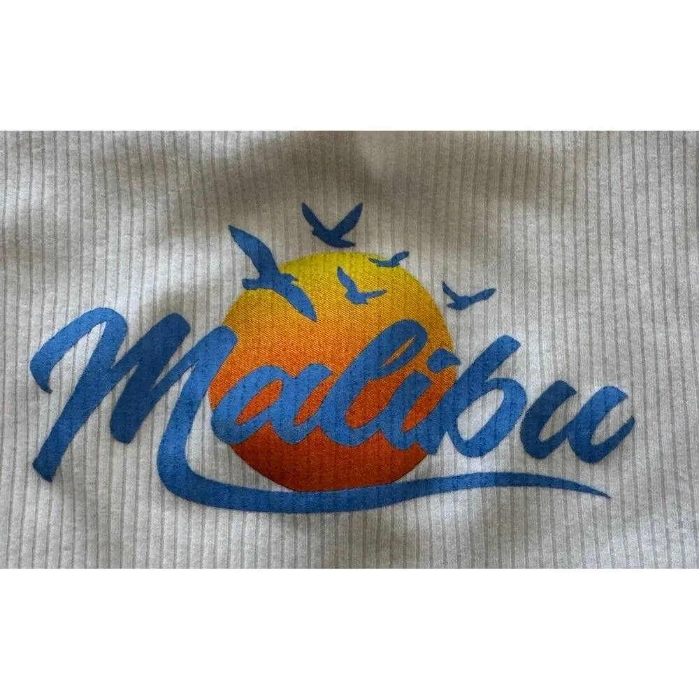 Malibu California Spell Out Cropped Top Obsessive Love Tank Women’s Ribbed Beach - Image 3