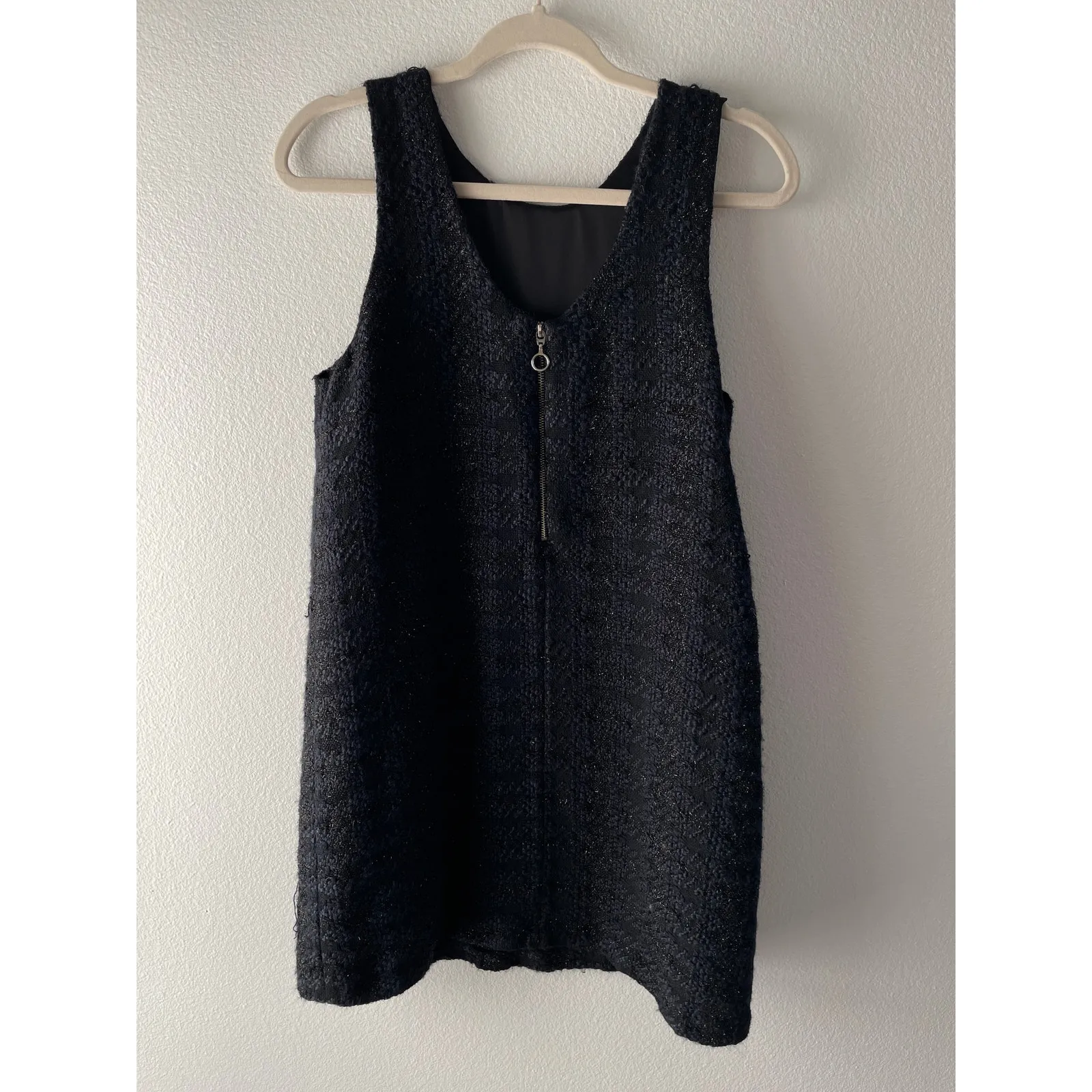 Mango Tweed Shift Dress Metallic Thread Sleeveless Mini Size S - Image 5