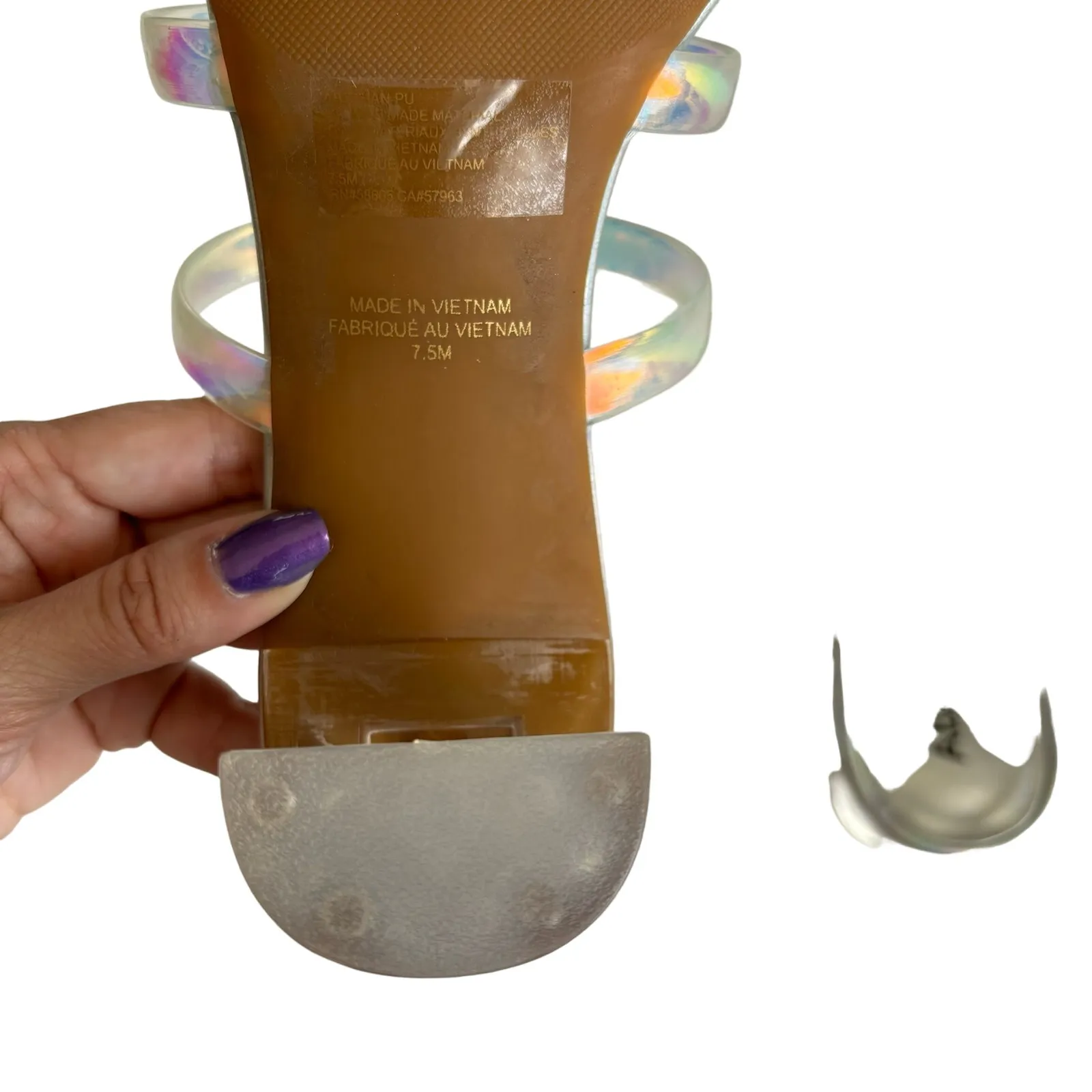 Abound Women’s Ethan Silver Translucent Heel
Strappy Slide Sandals Size 7.5 - Image 6