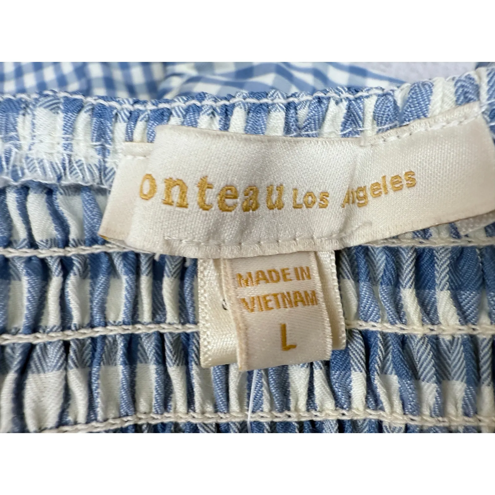 NWT Monteau Los Angeles 2 Piece Blue Gingham Cottagecore Picnic Co Ord Set Sz L - Image 4