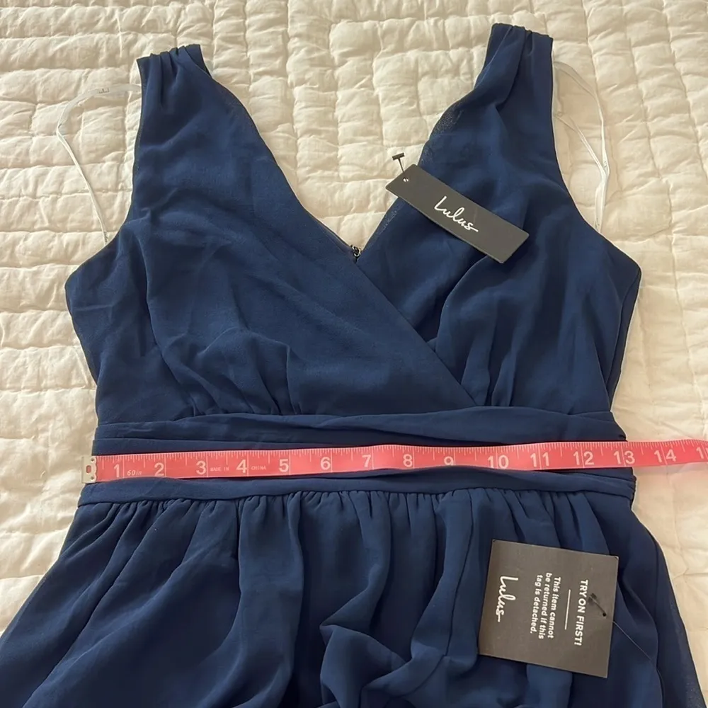 NWT Lulus Thoughts of Hue Navy Blue Surplice Maxi Dress XS - Image 9