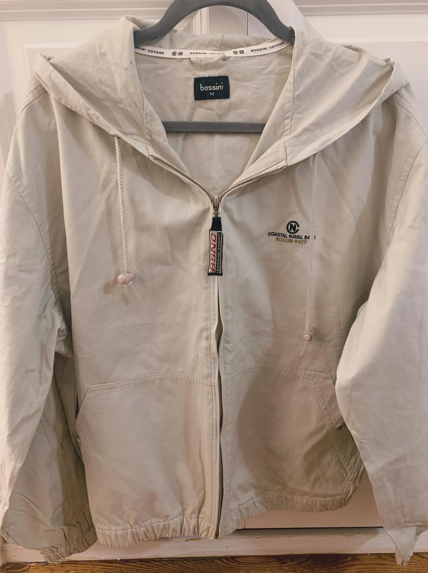 Vintage Hooded Embroidered Lightweight Jacket Gray Size M - Image 3