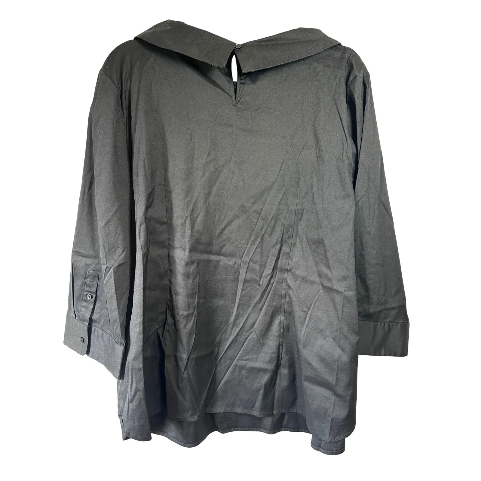 Talbots XL Black Blouse 3/4 Sleeve Cowl Neck Button Cuff Casual Top Old Money‎ - Image 2