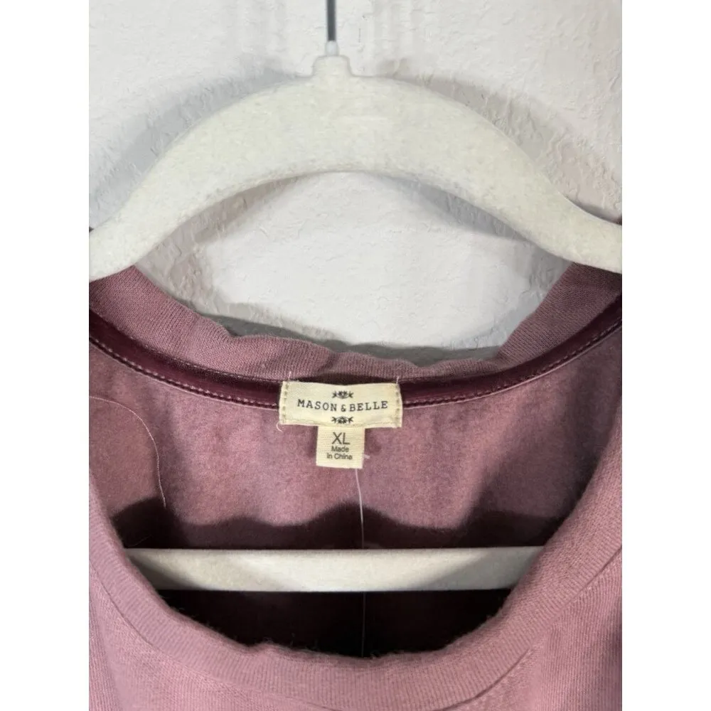 MASON & BELLE Womens Mauve Lace Detail Crewneck Pullover Sweater Top Size XL NWT - Image 9