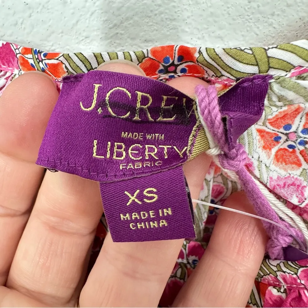 J. Crew x Liberty of London Bright Pink Floral Pink Sleeveless Shoulder Tie Tank - Image 4