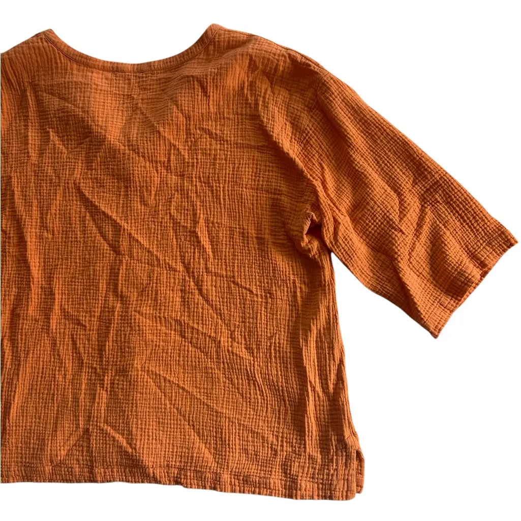 Soft Surroundings 2X 100% Cotton Gauze Tunic Shirt 3/4 Sleeve Orange - Image 10