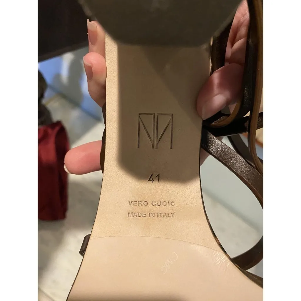 Tamara Mellon Shoes Womens Size 41 Animal Print Strappy Block Heel Sandals Italy Brown - Image 7