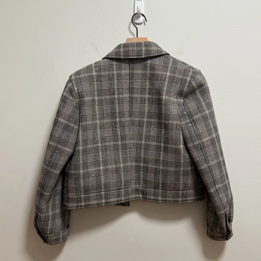 Brunello Cucinelli sparkly sequin embellished prince of wales plaid check jacket - Image 13