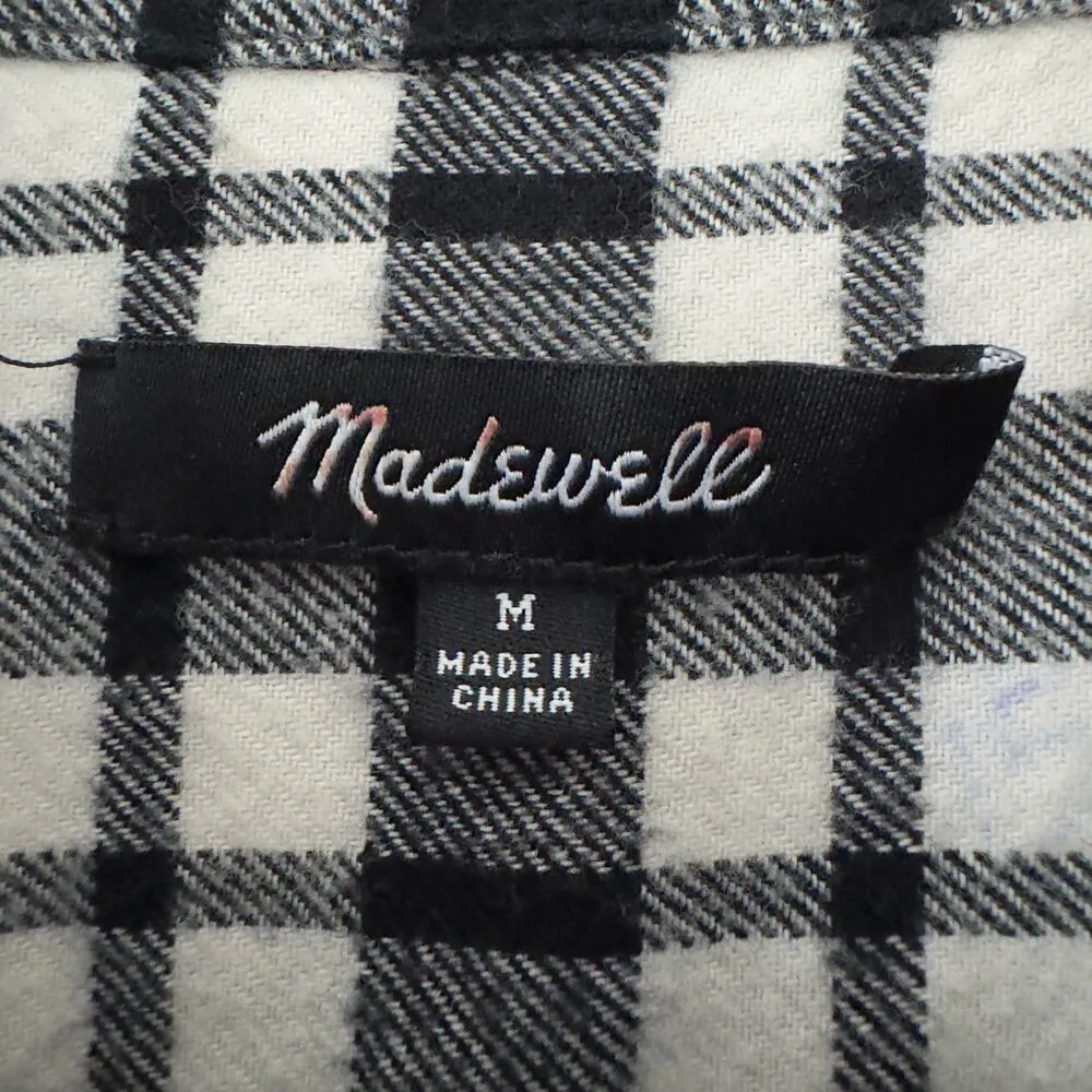 Madewell 100% Cotton Plaid Flannel Shirt Button Down Collar Long Sleeve Fall M - Image 6
