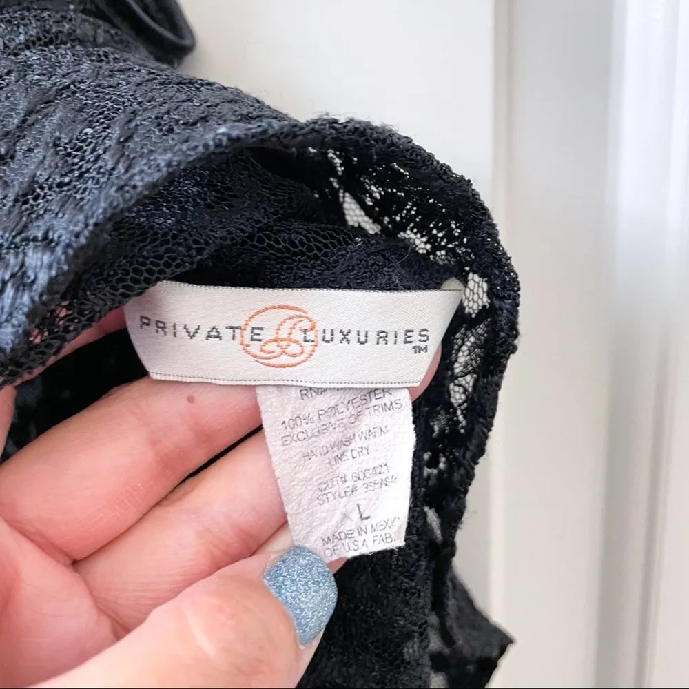 Private Luxuries Black Lace Slip Lingerie Strappy L Size L - Image 80