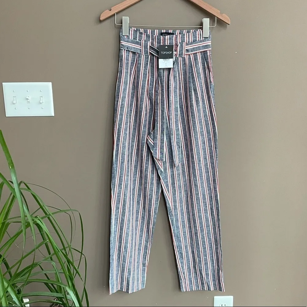 NWT Topshop High Waisted Belted Peg‎ Trousers 0 - Image 5