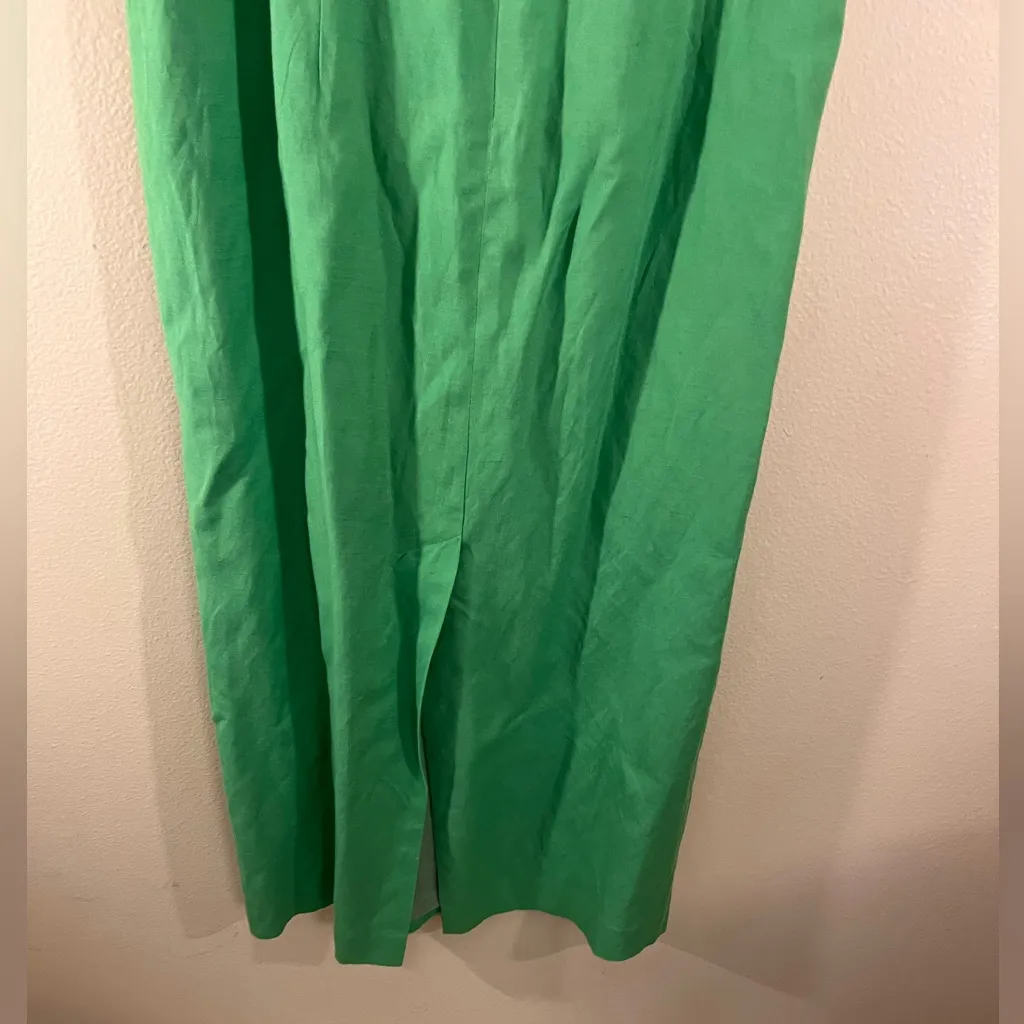 Women's Cynthia Howie Sleeveless Maxi Emerald Green Linen Blend Dress Size 10 Blue - Image 9