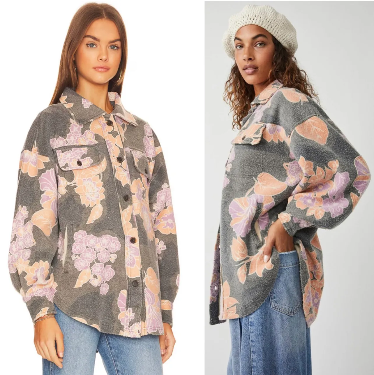 Ruby Printed Jacket Shacket NWT Charcoal Combo Colorway $178 - Image 6